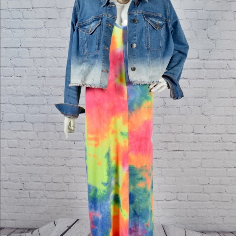 BN Zenana Premium Plus Size Tie Dye V Neck Maxi Dress With Pockets Various - Picture 9 of 11